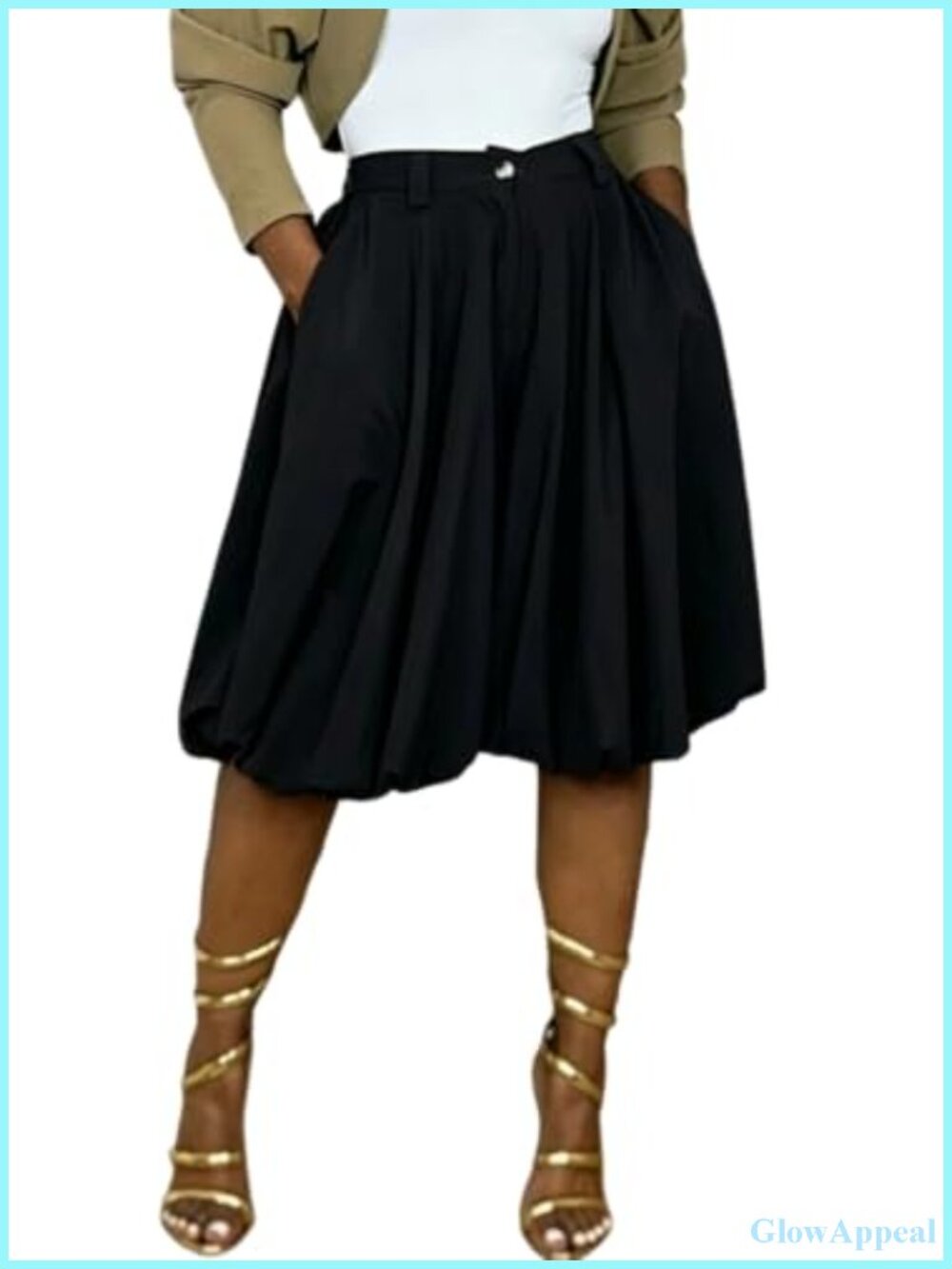 Womens Pleated Capri Dress Pants Balloon Wide Leg Cropped Trousers